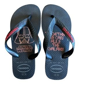 HAVAIANAS Kids Star Wars Flip Flops Darth Vader 13C/ 1Y Made In Brazil Black Red